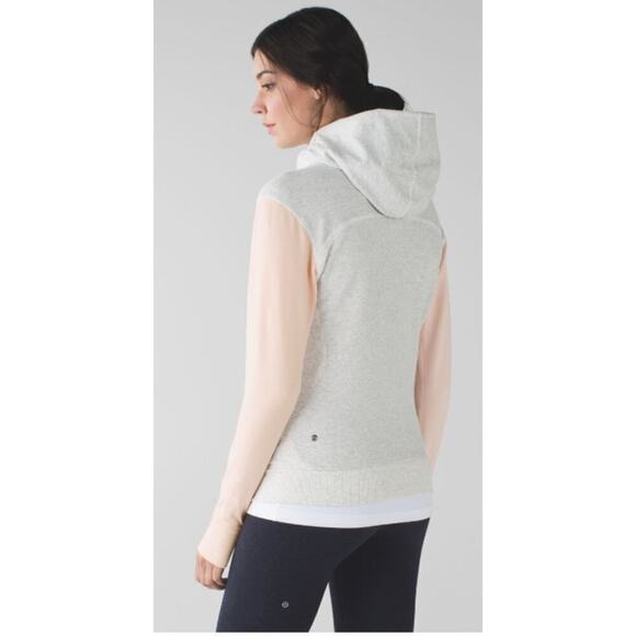Lululemon On The Daily Hoodie French Terry Jacket Women S 6 Heathered White Pink - Picture 2 of 13